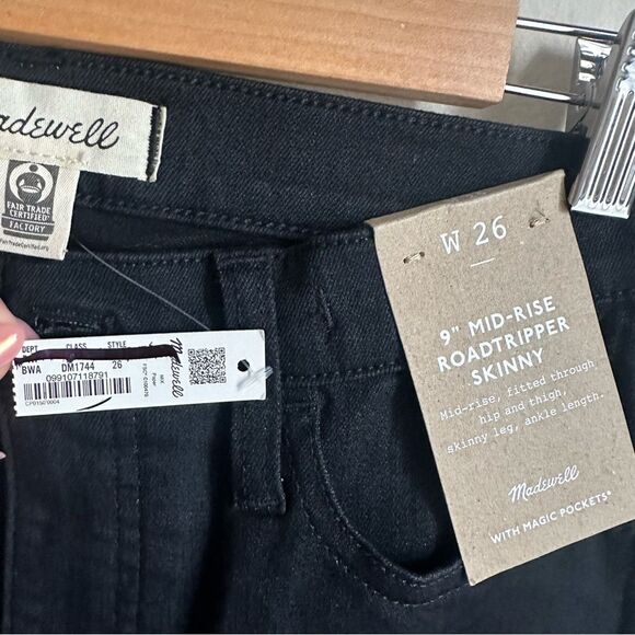 NWT Madewell nm180 9" Mid-Rise Roadtripper Skinny Jeans in black size 26 - Picture 5 of 9